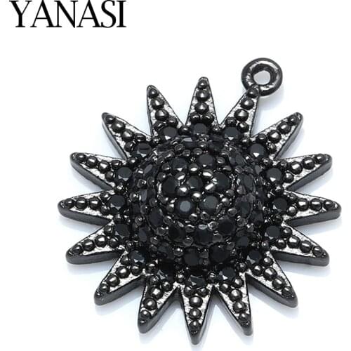 Black Sun Flower Charms Pendants Accessories for Man Woman Earrings Jewelry Making Jewelry Findings