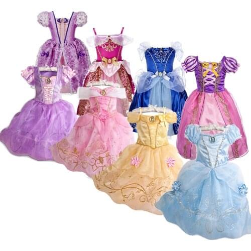 Children Princess Costume Party Fancy Flower Vestido New 2021 Christmas Birthday Carnival Dress Up Rapunzel Belle Disguise Frock
