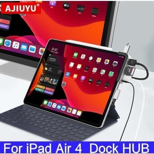 AJIUYU USB C HUB for iPad Air 4 Type C Dock USB 3.0 HDMI 3.5mm PD Port Splitter Adapter Converter For ipad air4 10.9 tablet Hub