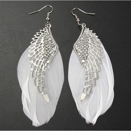 European and American Fashion and Natural Womens Simple Angel Wings Feather Earrings Jewelry
