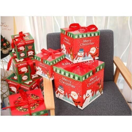 Brand New 3Pcs DIY Christmas Decorative Gift Box Set Santa Clause Reindeer Snowman Print Present Wrapping Nesting Cardboard Box
