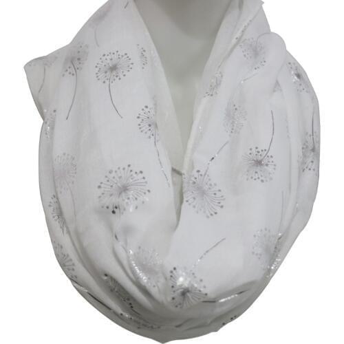 FOXMOTHER 2019 New Fashion White Grey Shiny Bronzing Foil Silver Dandelion Scarf Ring Foulard Femme Hijab Scarves Dropshipping