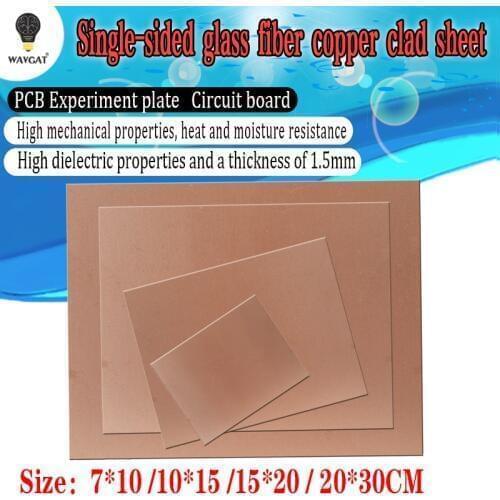 FR4 PCB 7x10 10x15 15x20 20x30 cm 7*10 10*15 15*20 20*30 Single Side Copper Clad plate DIY PCB Kit Laminate Circuit Board