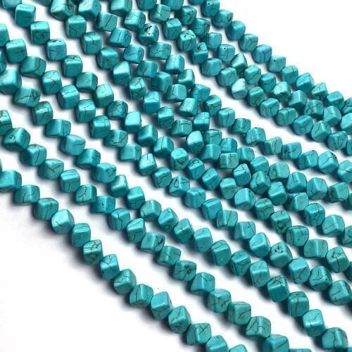 Stone Beads blue Turquoises Square Loose isolation Beads Semi-Finished For jewelry making DIY necklace bracelet accessories