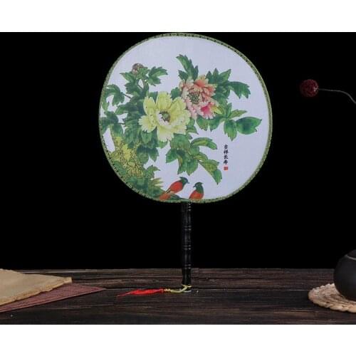 Chinese Vintage Round Hand Fan Print Wedding Party Dance Gift Small Round Chinese Fan Chinese Style Classical Women Gift