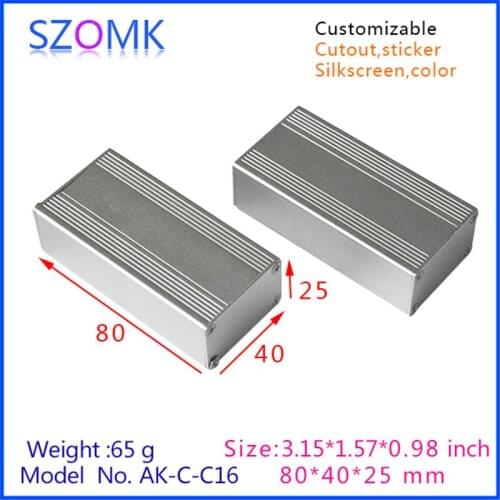 4 pcs, 25*40*80mm silvery electrical aluminum instrument enclosure electronics box for pcb project case extruded aluminum case