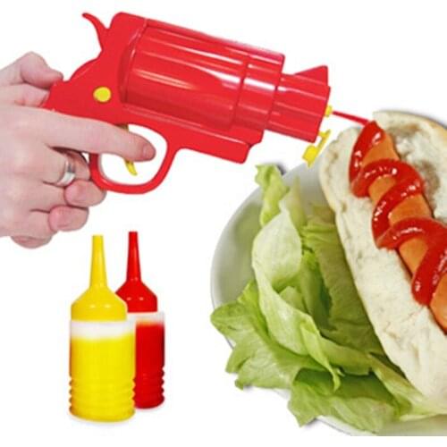 Kitchen Tools Creative Salad Sauce Pistol Shaped Seasoning Cans Bottles Flavouring Jar Plastic Cement Tool Barbecue Supplies