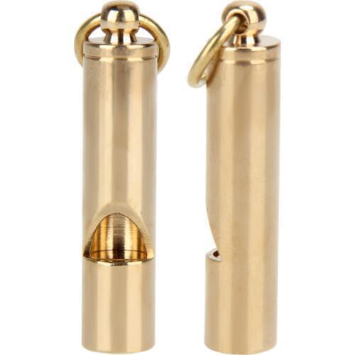 Brass Whistle Camping Hiking Travel Kit EDC Emergency Survival Aid Whistle Pendant Keychain Outdoor First Aid Tool Diameter 10MM