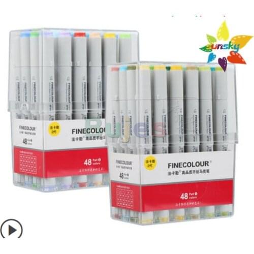 FINECOLOUR 1/2/3generation standard color series soft head marker alcohol oil double headed marker Original box set art supplies