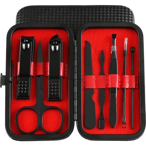 8Pcs Pedicure / Manicure Set Nail Clippers Cleaning Cuticle Grooming Kit Case