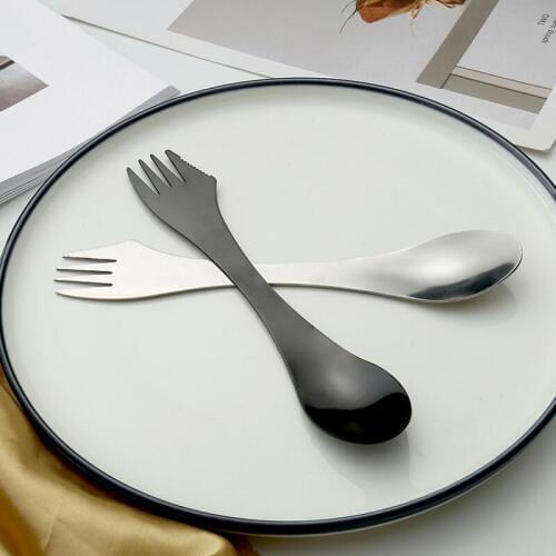 3 In 1 Tableware Stainless steel cutlery utensil combo Kitchen outdoor picnic scoop/knife/fork set LX7979