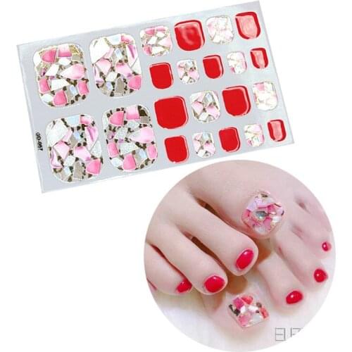 New Fashion Toenail Sticker Full Cover Nail Stripe Wraps Glitter GD Series Polish Stickers Self-Adhesive Popular Style