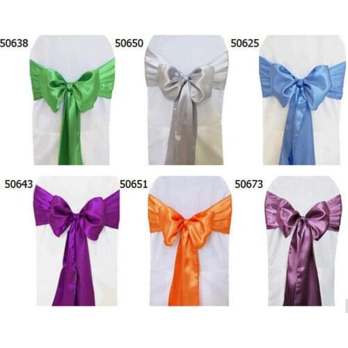 Wholesale Home Chair Covering Sashes Satin Wedding Chair Cover Streamer Belt Hotel Banquet Chair Cover Ribbon Bow