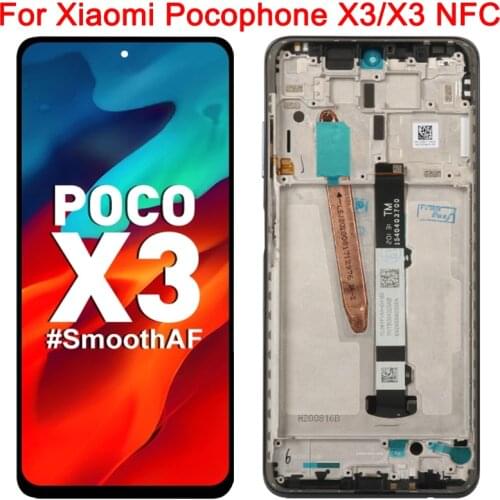 Original LCD For Xiaomi Poco X3 NFC Display With Frame 6.77 Inch 10 Touch Pocophone X3 M2007J20CG LCD Display Touch Screen Parts