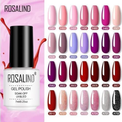 ROSALIND Gel Polish Varnishes Set For Nails Manicure Semi Permanent Hybrid Base Top Base Coat Dazzling Glitter Gel nail Polish