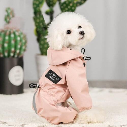 Pet Dog Raincoat Waterproof and Breathable Reflective Clothing Dog Four Legged Clothing Pet Supplies Sweet Solid Color Raincoat