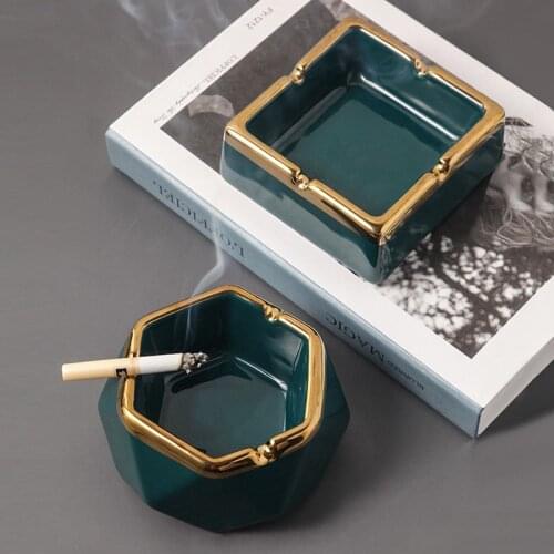 Modern Geometric Gold Ceramic Ashtray Home Decoration Household Daily Ashtray Office Desk Decorative Accessories Boyfriend Gifts