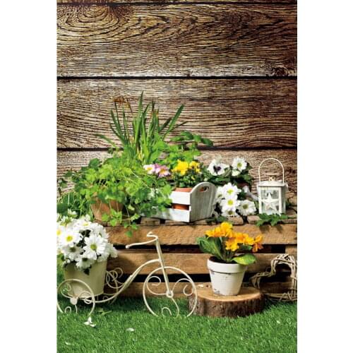 Yeele Spring Scenes Scenery Backdrop Photography Wood Board Green Grass Flower Intreior Background Photocall For Photo Studio