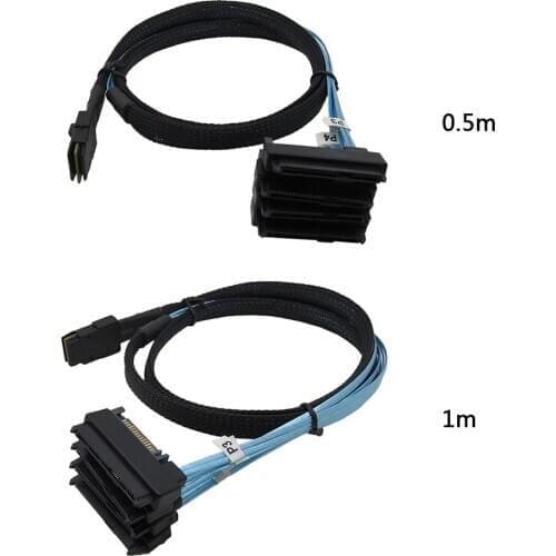 Internal Mini SAS 36-Pin SFF-8087 to 4 SAS 29-Pin SFF-8482 Cable with 15 Pin SATA Power Connector