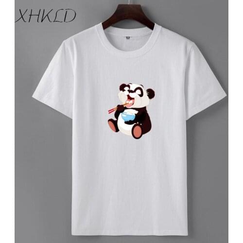 XHKLD T-Shirt Summer Fashion O-Neck Cute Panda camisetas Women Cotton loose male Clothes Casual funny Harajuku hip-hop top tee