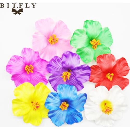 BIT.FLY 10PCS Hawaii party Hibiscus flowers Summer party DIY decorations Artificial PE hibiscus flower Hula girls headwear