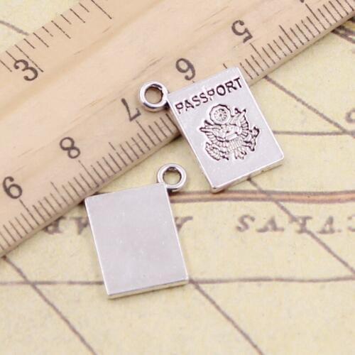 10pcs Charms Book Passport 18x14mm Tibetan Bronze Silver Color Pendants Antique Jewelry Making DIY Handmade Craft