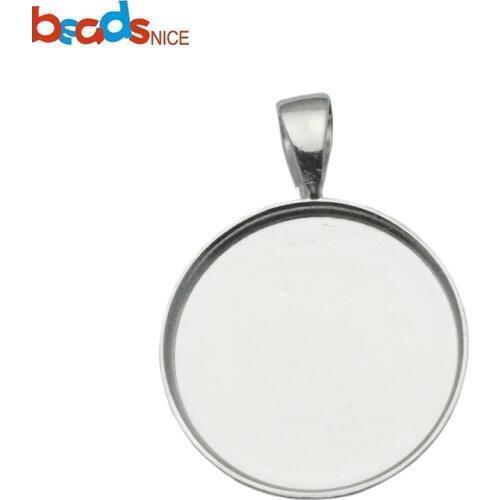 Beadsnice 33827smt17 Sterling Silver 925 Pendant Bezel Cup For Settings fit Round 19mm Flat Back Cabochon
