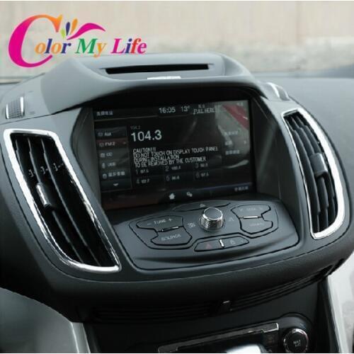 Color My Life Chrome Front Air Conditioning Vent Plating Circle Decorative Sequins Trim Sticker for Ford Kuga Escape 2013 - 2018