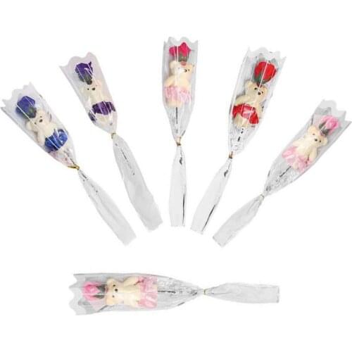 Rose Flower Soap Flower Valentines Day Single Bear Womens Gift Wholesale Small Gift Of Artificial Rose Bouquet Hot Sales 1 Pcs