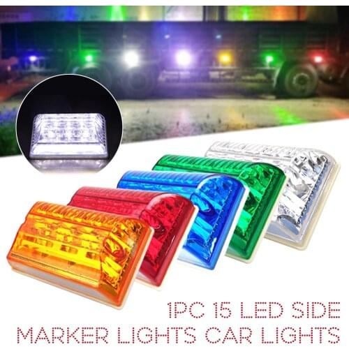 DC24V 15 LED Side Marker Lights Car External Lights Squarde Warning Tail Light Auto Trailer Truck Lorry Lamps Amber Color