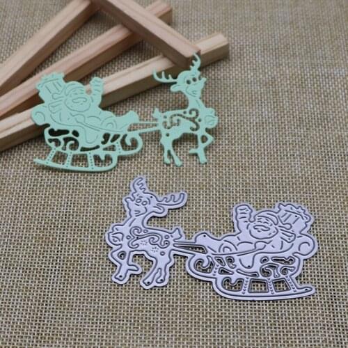 Santa Claus Sled Deer Frame Metal Cutting Dies for Diy Scrapbooking Album Paper Card Embossed Template Stencil Dies