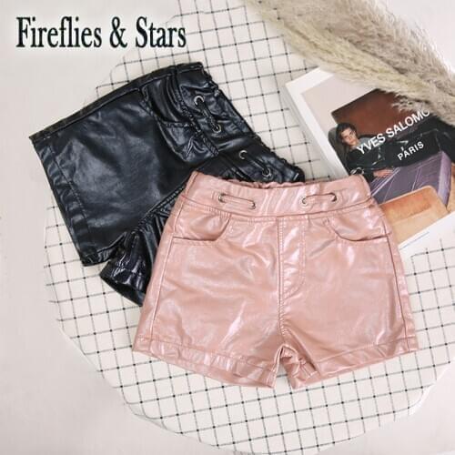 Spring Autumn girls PU shorts baby shorts kids bottoms children fashion clothes streetwear patent leather waist coul 3 to 9 yrs