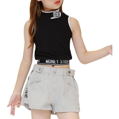 Kids Girls Children Summer Fashion Outfits Streetwear Sleeveless Print Letters Hem Vest Top Shorts with Pockets Casual Sets