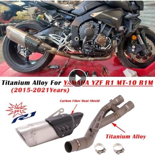 For Yamaha YZF R1 MT-10 2015 - 2021 Motorcycle Exhaust Escape Modify Muffler Titanium Alloy Mid Link Pipe Cat Delete Silencer