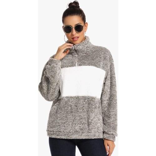 2020 Elegant Thick Pullover Autumn Winter Warm Soft Hooded Top Zipper Pullover Two Color Double Face Fluffy Coat Stitching Sweat