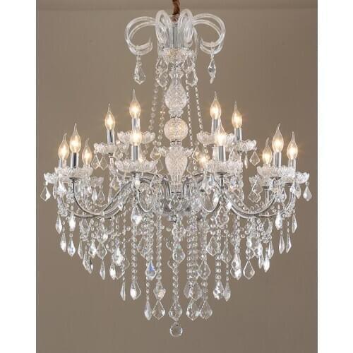 Chrome Crystal Chandeliers Home Lighting lustres de cristal Decoration D62cm H73cm 6arms Candle Chandelier Living Room Pendants