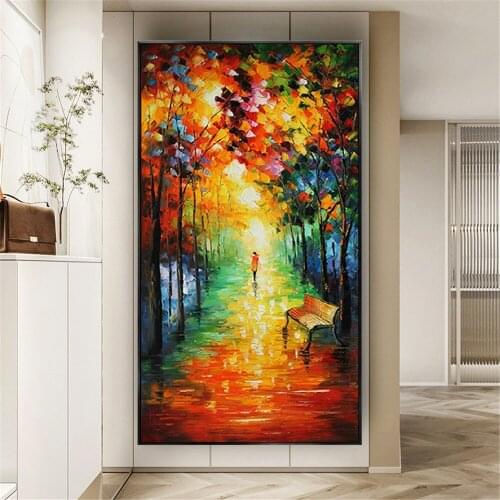 Hand Painted Picture Sunshine Sunset Sunrise DREAM Road Canvas Wall Art Home Decor Bedroom Painting Vertical Decoration Artwork