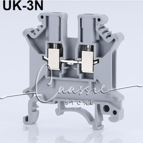 Din Rail Terminal Block Universal Conductor UK-3N Screw Connection Electrical Wiring Terminal Strip Block Connector UK3N 10Pcs