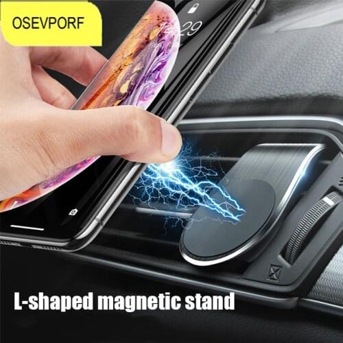 Magnetic Car Phone Holder for iPhone 12 11 Pro Max GPS Mount Holder Air Vent Clip for Huawei P40 L-Type Magnet Phone Mount Stand