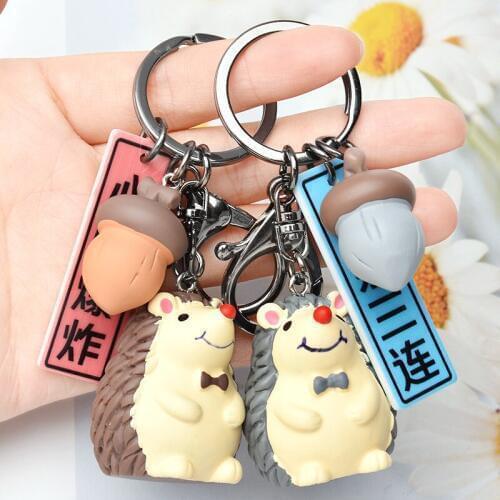 Cute Hedgehog Doll Key Chain Colorful Resin Lovely Keychains For Women Key Chain Car Key Ring Bag Nut Pendant Jewelry