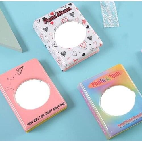 Mini 64 Pockets 3 Inch Oval Photo Album Cartoon Love Photo Holder Receipt Storage Waterproof Business Card For Photo Collection
