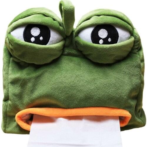 Cartoon Sad Pepe Frog Anime Plush Tissue Box Creative Doll Plush Toy Funny Toys Sad Frog Doll