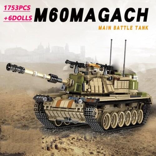 1753PCS Technology Military Building Blocks M60 Two Forms Heavy Tank Urban Soldier Military Weapon Digital Childrens Gift