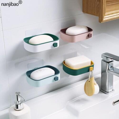Free Perforated Soap Box Rack Wall-Mounted Suction Cup Soap Holder Household Double Drain Soap Tray Bathroom Accessories