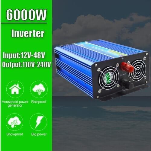 6000W Off Grid Pure Sine Wave Inverter For Solar Wind System For 12V/24V/48V Input 110V 220V DC Output home use