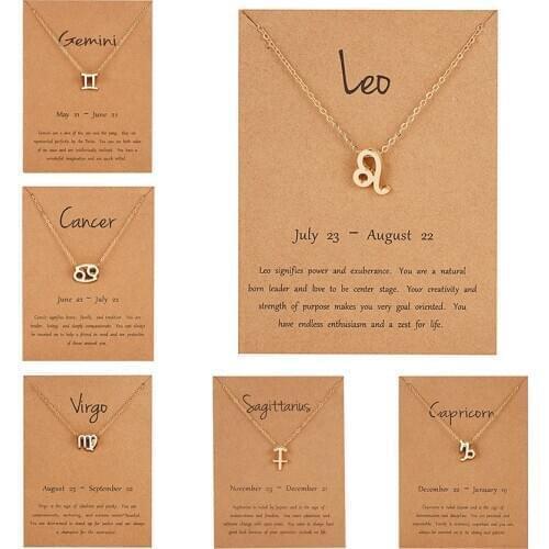 New Constellation Zodiac Necklaces Jewelry for Women Antique Style Designed 12 Horoscope Taurus Aries Leo Necklaces Gifts