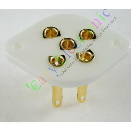 Wholesale and retail 8PCS 5PIN GOLD ceramics VACCUM TUBE SOCKET GILDED SAVER BASE AUDIO AMP DIY PART free shipping