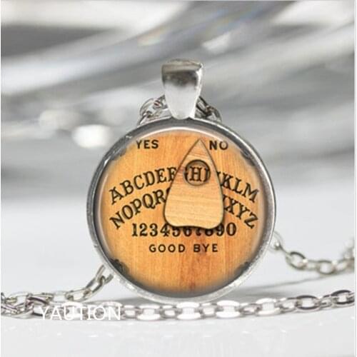 Personalized Ouija Board Glass Cabochon Tibet silver pendant chain necklace