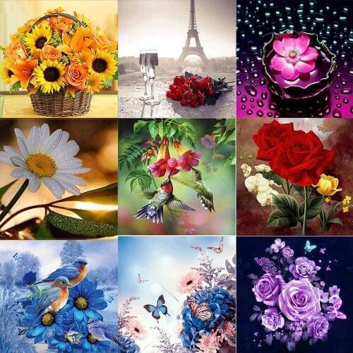 Full Round Diamond "vase" DIY 5D Diamond Painting Flower Cross Stitch Home Decor Picture Of Rhinestone Handmade