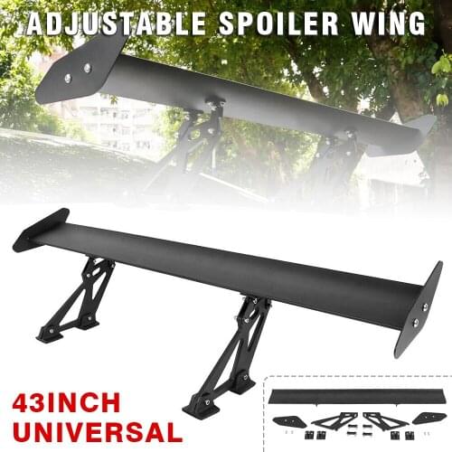 1pcs 43" Adjustable Car Rear Trunk Spoiler Wing Lightweight Aluminum Rear Trunk Spoiler Wing Universal for Car